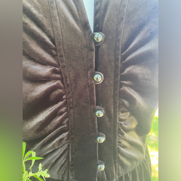 Velvet size S mid-length tie dress with buttons - Picture 8 of 10